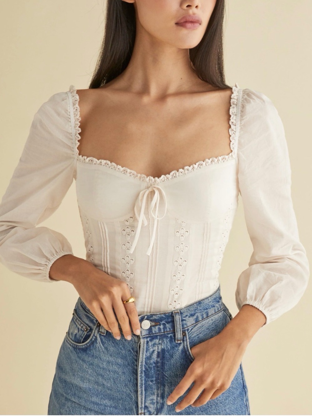 Reformation‎ 'Isadora' White Cotton Top Size 12